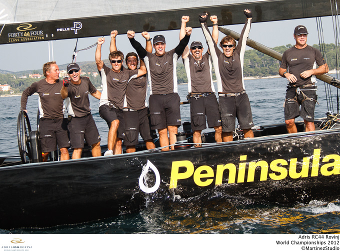 Adris RC44 World Championships 2012 winners Team Peninsula aboard their winning yacht