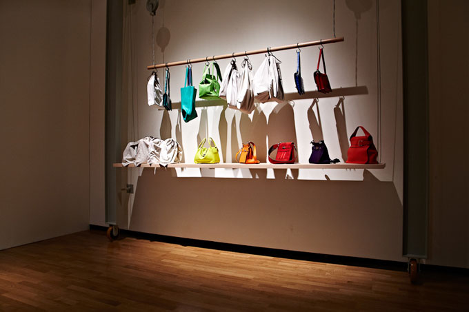 Hermes Leather Forever Exhibition handbag display at 6 Burlington Gardens London