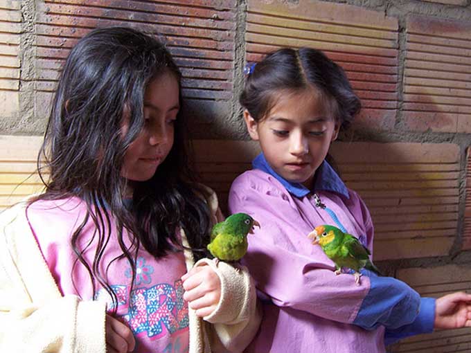 two young Columbian girls at Santa Maria School